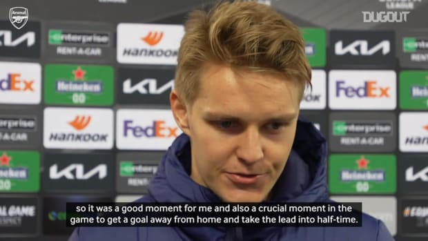 Martin Ødegaard on his first goal for Arsenal